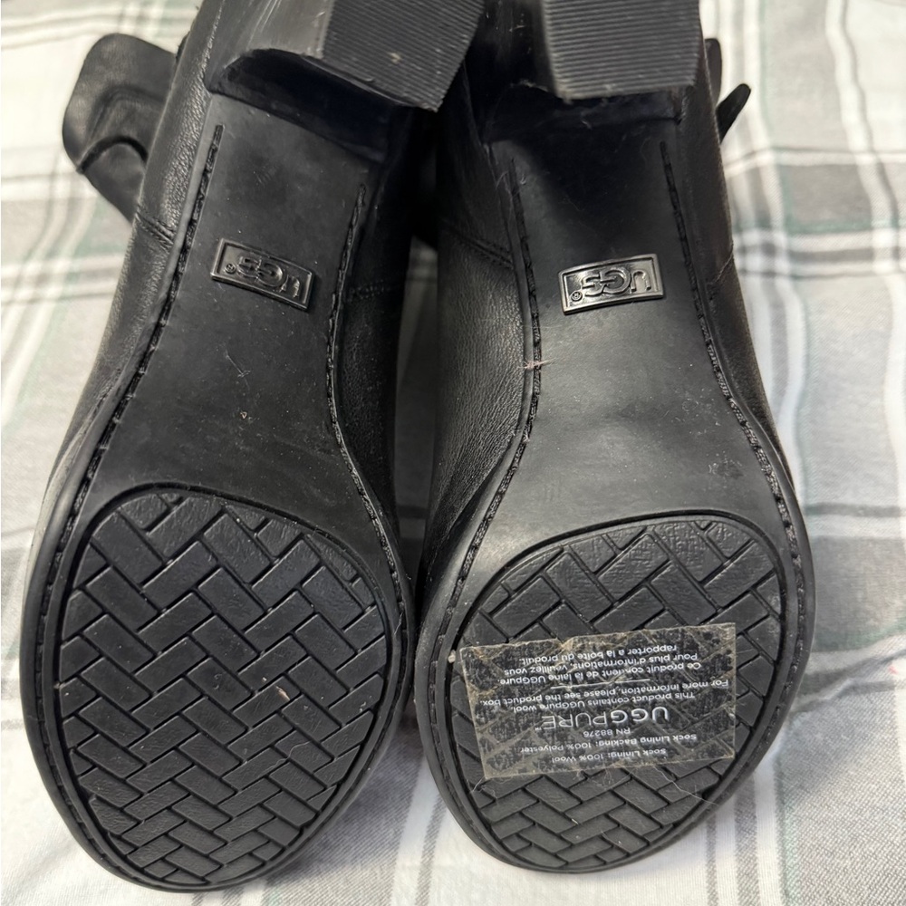 UGG Black Heeled Boots Minimalist Design - Picture 3 of 4